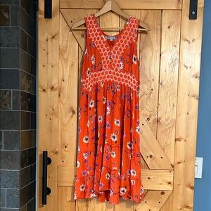Nostalgia Orange Floral Sundress L